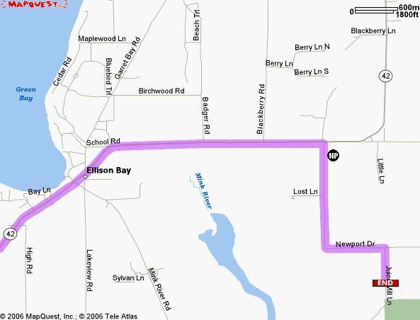 Map from Ellison Bay